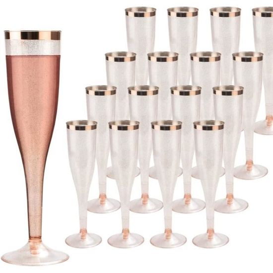 Lot De 60 Flûtes à Champagne En Plastique Réutilisables 150 Ml - Mariage Et Réceptions