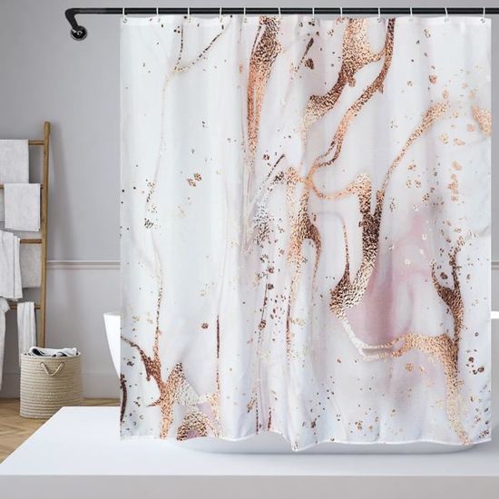 Rideau De Douche Motif Feuilles De Palmier Tropical - 180x210 Cm, Polyester Imperméable, Lavable En Machine, Crochets Inclus - Design Moderne - 12
