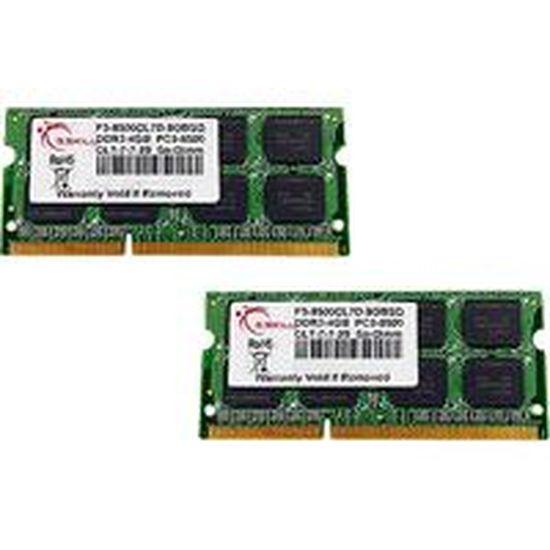 G.SKILL Mémoire PC - 8 Go - PC3-8500 / DDR3 1066 Mhz F3-8500CL7D-8GBSQ DDR3 Notebook