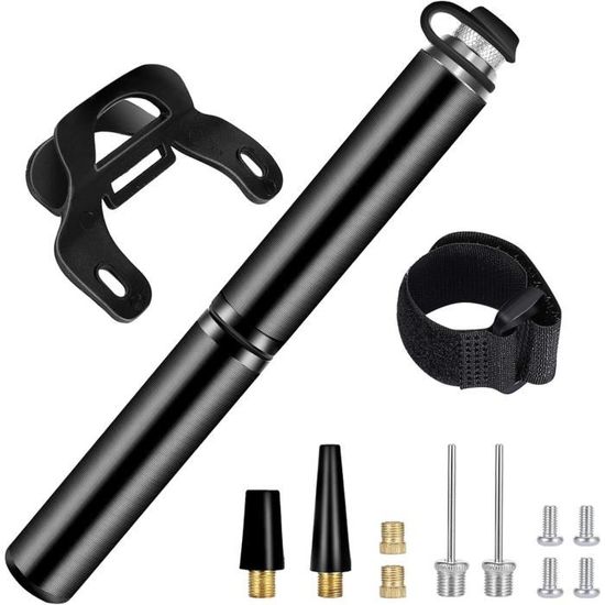 Mini Pompe à Vélo Portable Ezweiji - Double Valve US/FR, Pression Max 80 PSI, Support Cadre Inclus, Pour VTT Et Route