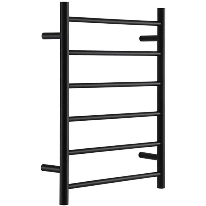 Chauffage sèche-Serviettes, Noir Radiateur Sèche Serviette Électrique 304 Acier Inoxydable Basse Consommation 6 Bars Mural Port A82
