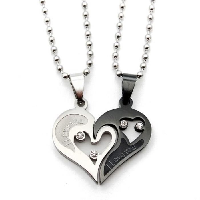 Double collier coeur/ Noir