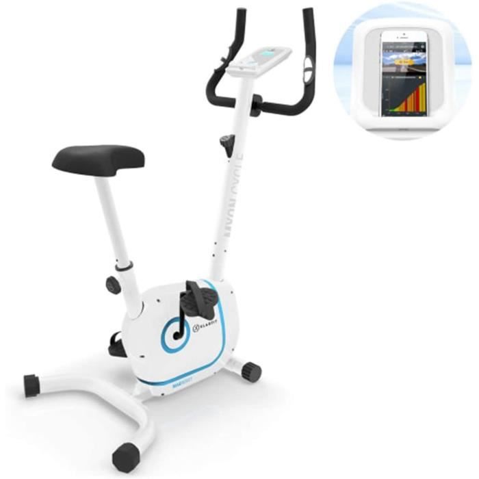 KLAR FIT Klarfit Myon Cycle - Vélo d'appartement, Résistance à 8 Niveaux, Fonction MagResist, Support de Tablette, Capteur de fréque