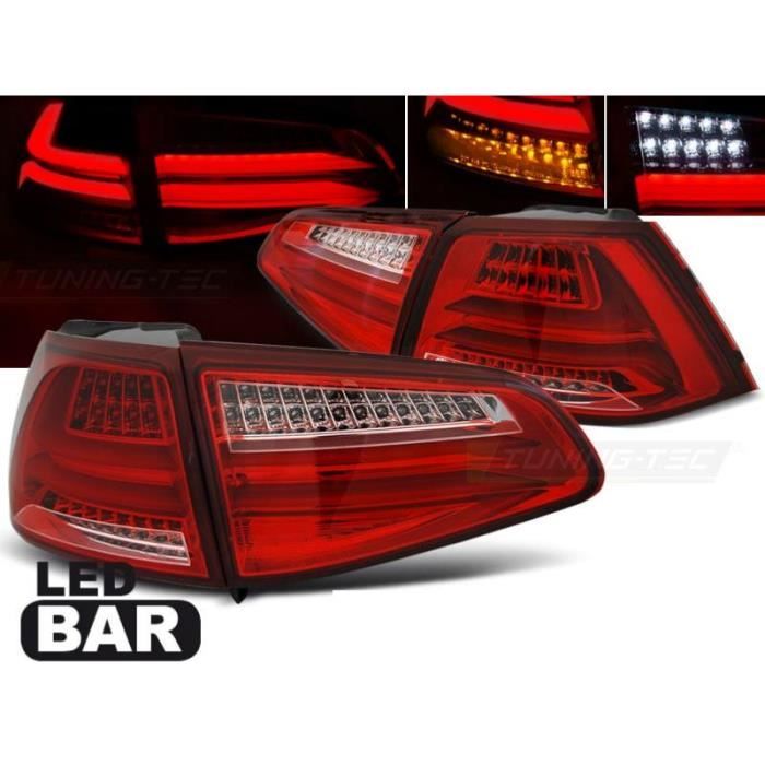 Paire de feux arriere VW Golf 7 13-17 Full LED rouge blanc-27336444