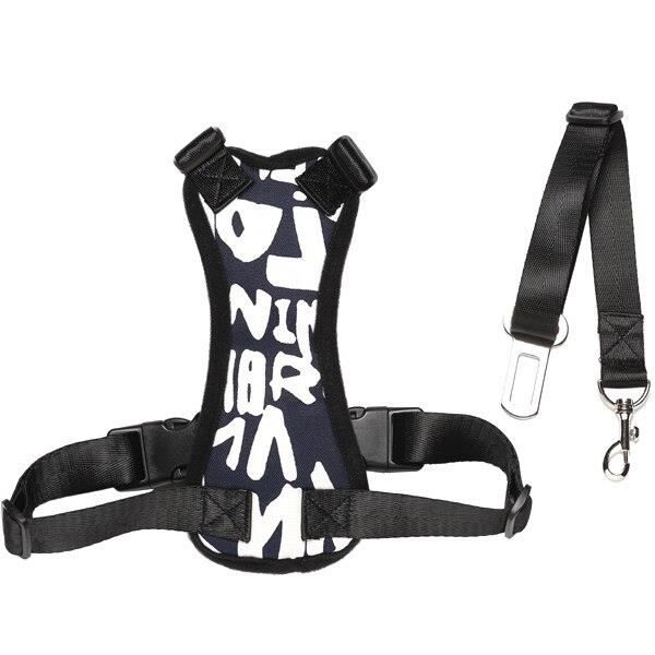 Harnais de sécurité pour harnais de chien - Gilet avec pince à plomb pour ceinture de siège de v - Modèle: Black XL - HOCWAQDA06981