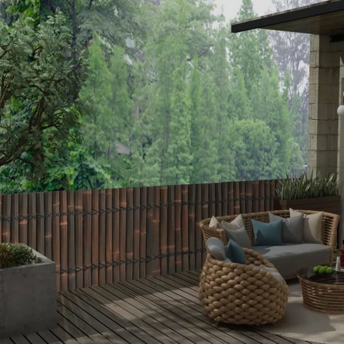 ♫9333 Panneau de jardin Classique - Clôture de jardin Brise vue Bambou 170x75 cm - Marron foncé FNCM®