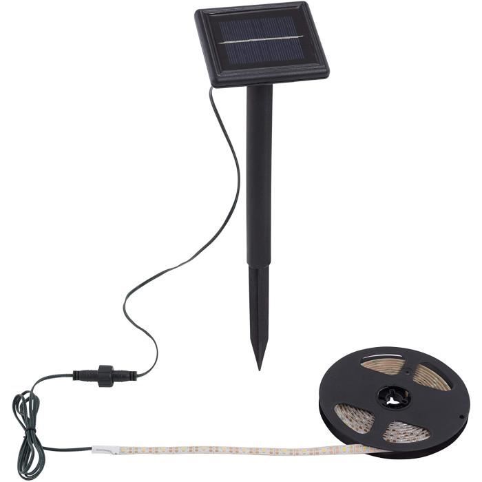 2055-180 Ruban LED extérieur avec panneau solaire IP65 en plastique Noir 300 x 9,5 x 33 cm