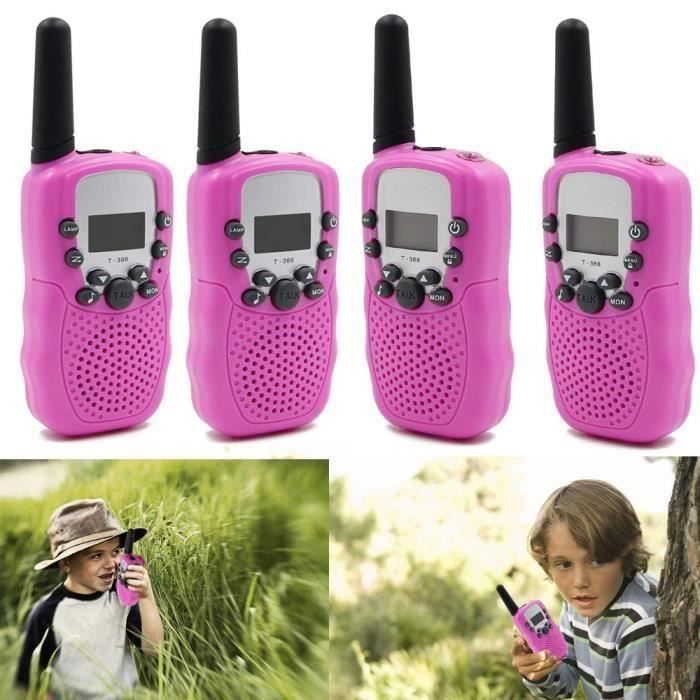 4Pcs talkie walkie Enfant 8 canaux Multi-Canaux 2-Way 3KM LCD UHF Auto VOX talkie walkie Jouet Rose