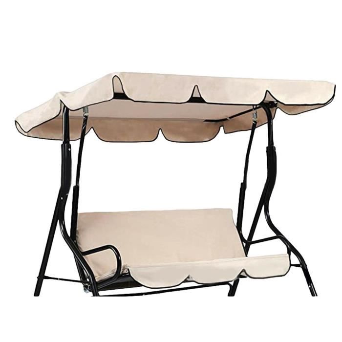 Canopée pour Balancelle Exterieur Imperméable Résistant Soleil Toit de Rechange pour Jardin ou Patio (Beige - Trois places)
