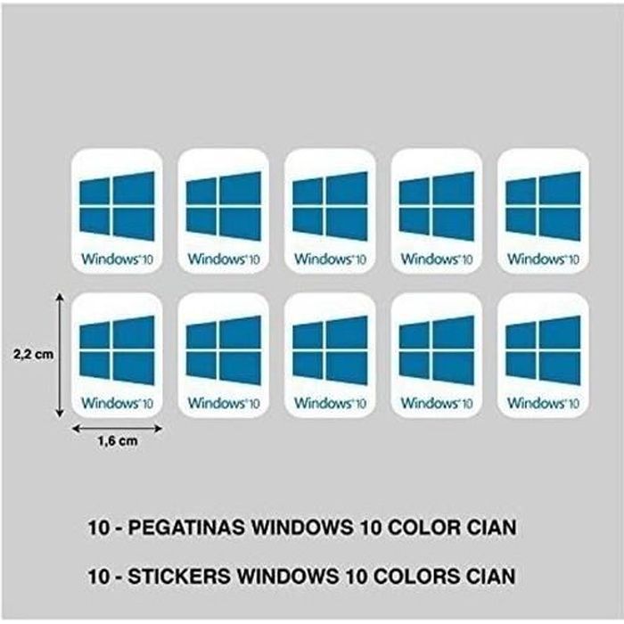Stickersracing Autocollant Adhésif Autocollant Autocollants Windows 10 Cyan Impression Digital 10 Unités De
