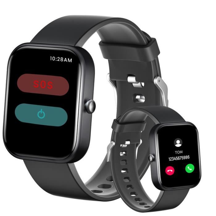 Montre Connectée CHRONUS avec SOS en fonction MAI Health Index Montre intelligente Bluetooth 2.0 pouces pour Android IOS Noir