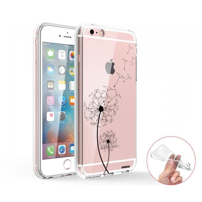 Coque 360 iPhone 6 iPhone 6S 360 intégrale transparente Pissenlit Ecriture Tendance Design Evetane