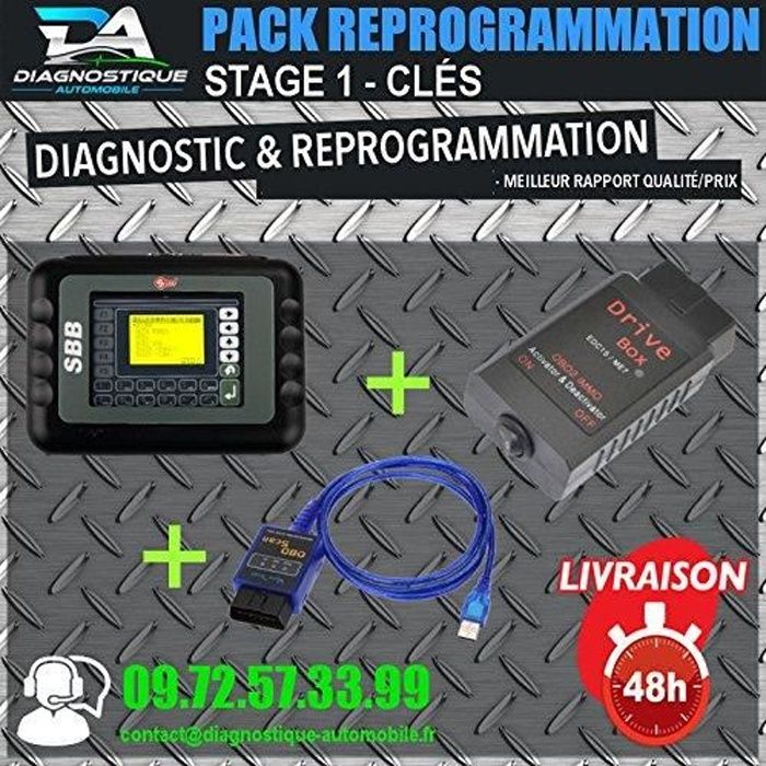 Mister Diagnostic® PACK REPROGRAMMATION CLES - SBB KEY V33 + VAG DRIVE + VGATE USB Diagnostic Obd2