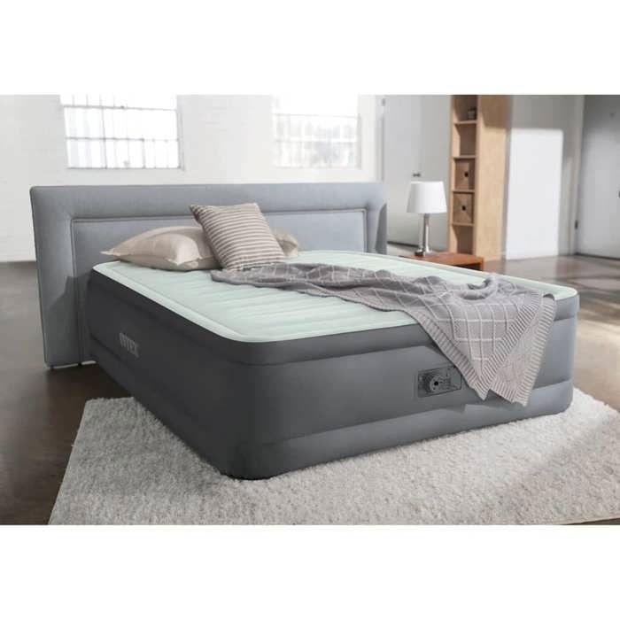Intex PremAire I - Matelas d'air - Double - Comprend Une Pompe Intégrée Et une Sac De Transport - 203x152x46 cm - PVC - Gris