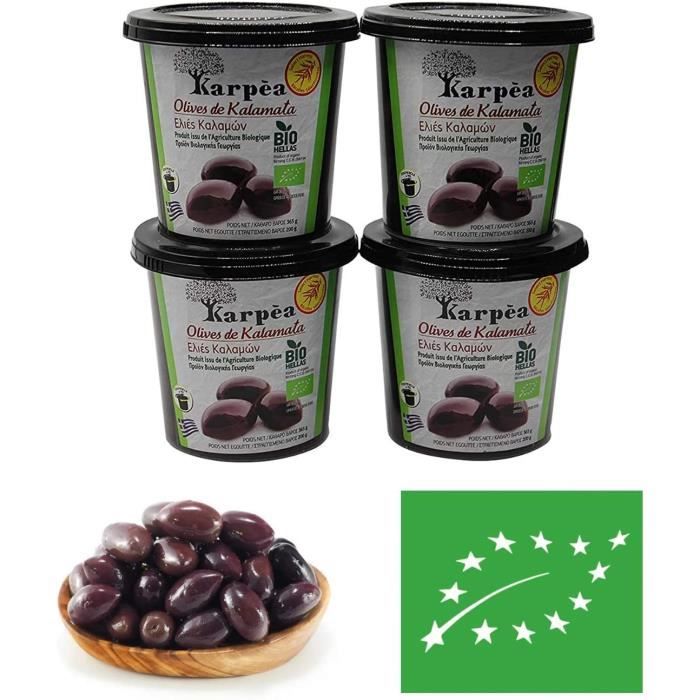 Olives kalamata bio- lot de 4 - olives a la grecques - recette grecques