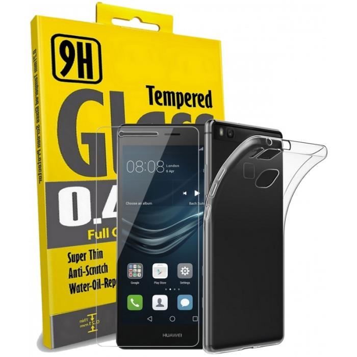 Pack Coque Silicone Transparente + Film Protection Ecran Verre Trempé pour Huawei Y5 2018