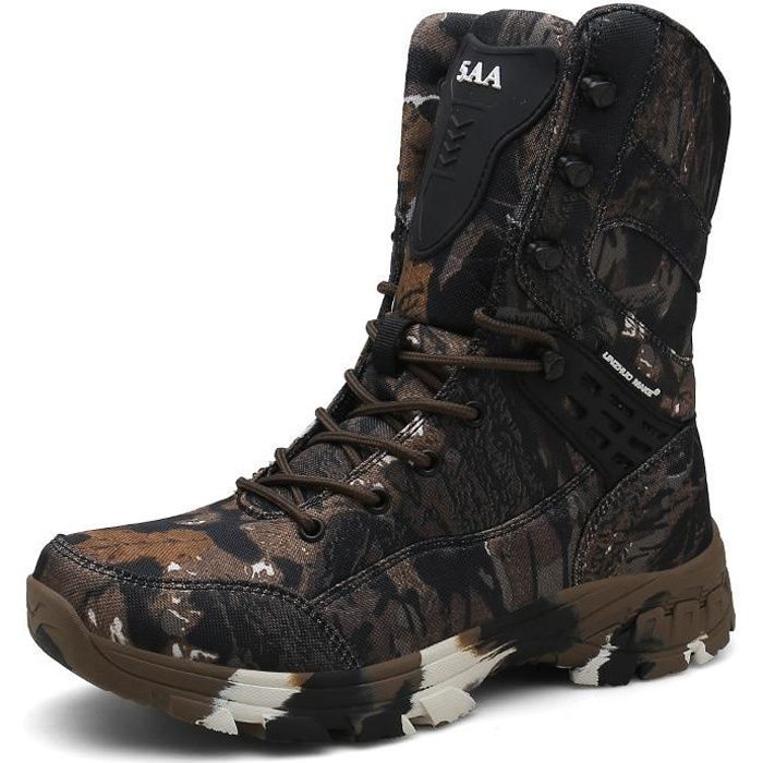 Chaussures de Randonnée Hommes Bottes Militaire Cuir Patrouille Combat Armée Tactique Recrues Armée Désert Sécurité Militaire