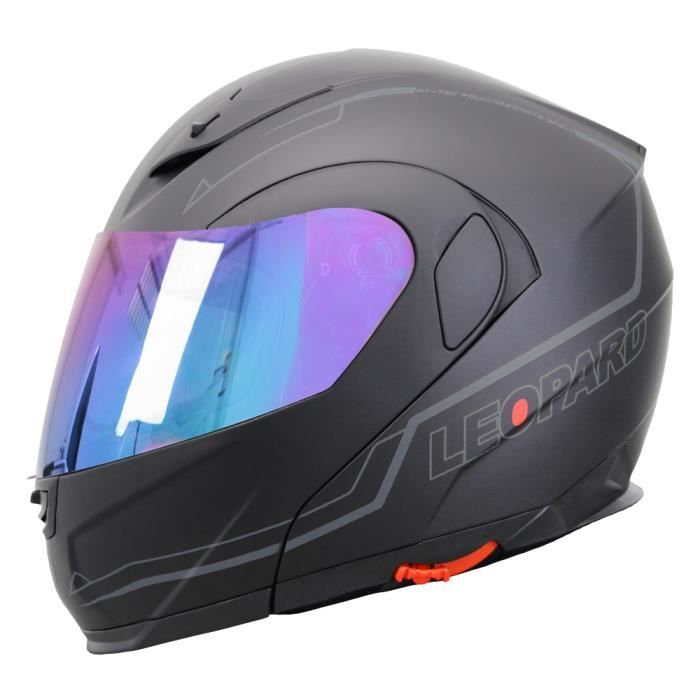 A-pro Casque Homologu/é Integral Moto Scooter Pare-soleil int/égr/é Touring Blanc M