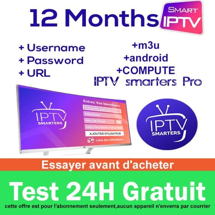 IPTV Abonnement 12 mois 15K + Channel European/French/Arabic/Africa/VOD TV ....