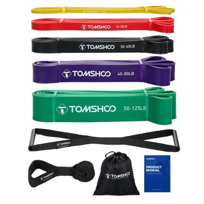 TOMSHOO 5 Bande Elastique de Résistance avec Ancrage de Porte et 2 Poignées