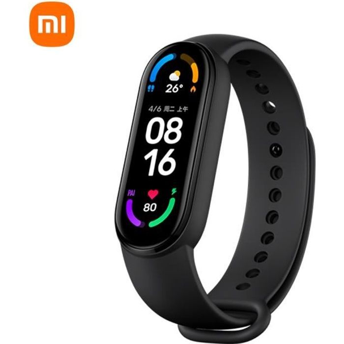 Xiaomi MI Band 6 1.56'' AMOLED BT5.0 Fitness Tracker 30 modes sportifs / 5ATM étanche / MI Fit APP / NOIR / version chinoise
