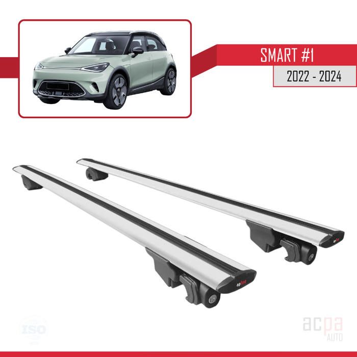 Barres De Toit ACE-2 Pour Smart #1 (2022-2025) - 2 Barres En Aluminium Noir - Porte-Bagages, Support Coffre De Toit, Vélos, Skis - Charge Max 75 Kg - 6