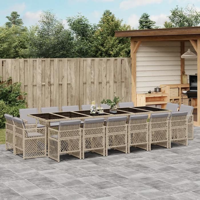 VIDAXL Ensemble à manger de jardin 17 pcs Mélange