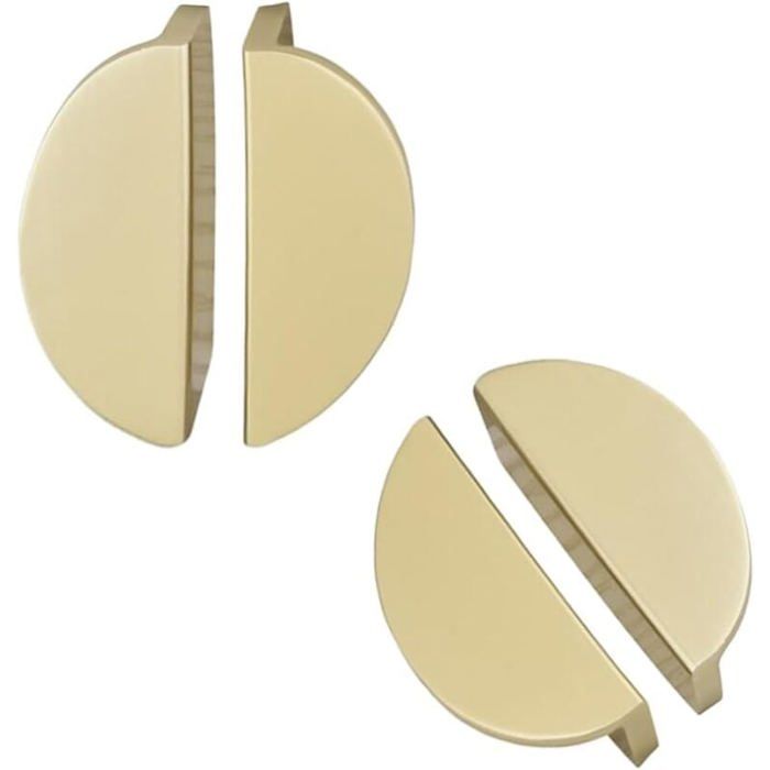 Boutons de Meuble - LARGEIGHT - Lot de 4 - Aluminium Brossé - Poignée Demi-Lune - Doré
