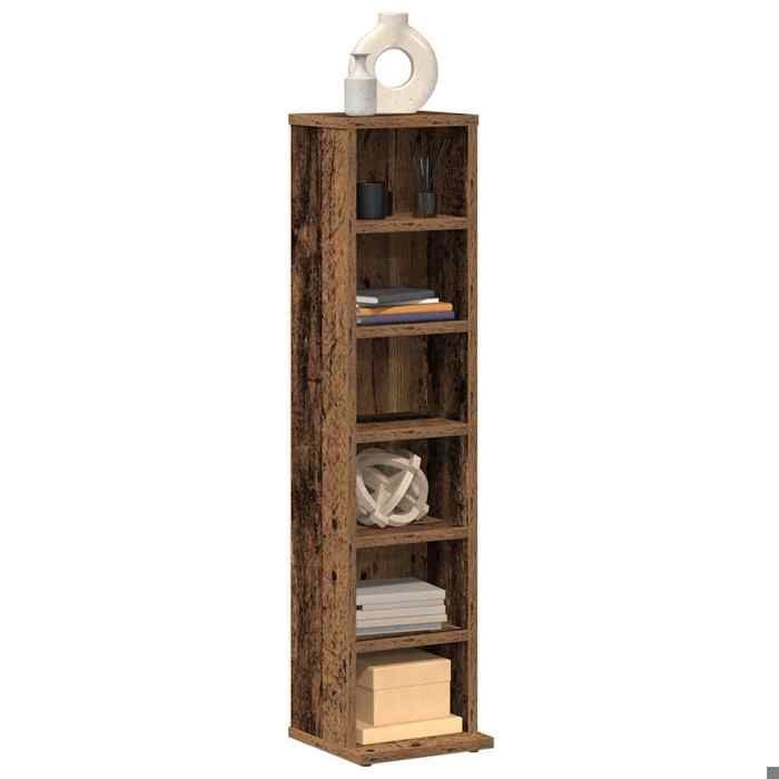 vidaXL Armoire à CD vieux bois 21x20x88 cm bois dingénierie unité de rangement cd armoire de rangement cd meuble de 855828