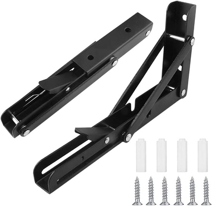 Équerre Pliant Support Console Pliable En Acier Inoxydable Pour Garage Cuisine Chambre (20cm 2Pièces)