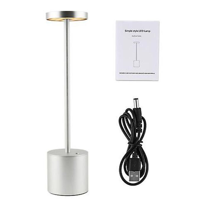 Lampe de table USB 20 LED rechargeable sans fil veilleuse décorative en métal argenté pour bar et hôtel