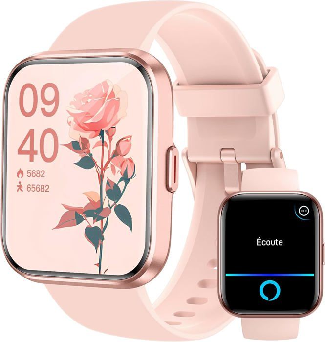 1.8” Smartwatch Avec Alexa IntégréMoniteur De Sommeil Cardiofréquencemètre Spo2Etanche Ip68 Montre Avec 100 Sportifs