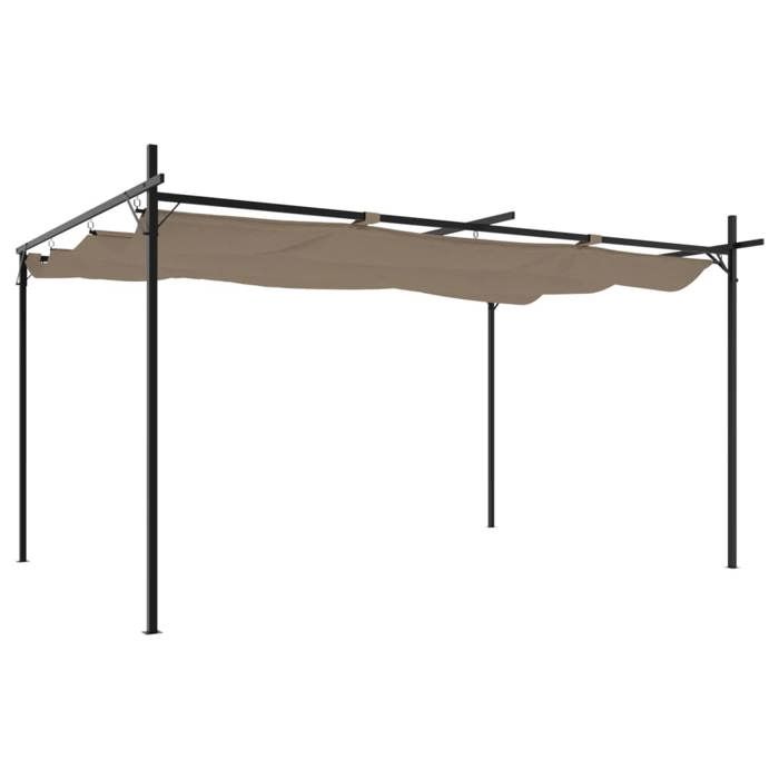 VENTE-FLASH Résistante aux UV/Anti-UV Pergola - avec toit rétractable taupe 395x292x230 cm(318509)ZLH