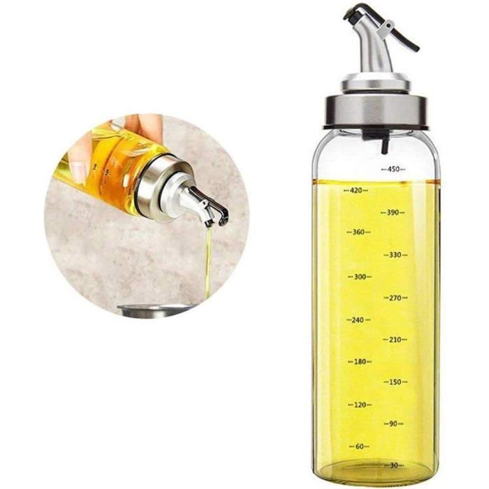 Distributeur D'Huile D'Olive En Verre Borosilicate 500 Ml - Burette Avec Graduations, Bouchon Verseur - Pour Cuisine - 11