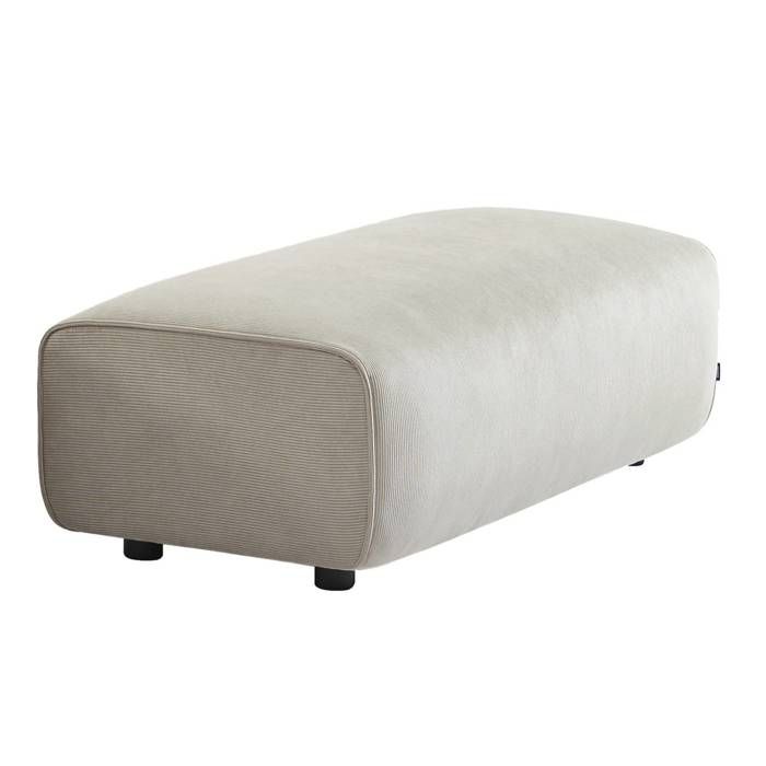 Pouf. module pour canapé. repose-pieds pour canapé dangle 2 places en velours côtelé greige. L 123 x P 60 x H 41cm - Wallas