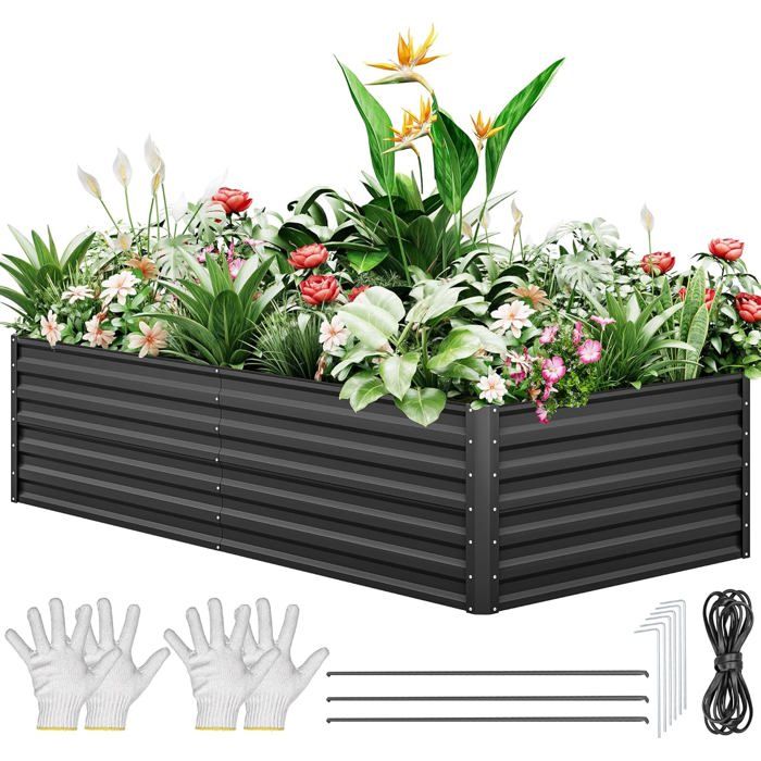 YITAHOME Potager Exterieur 240x61x43cm, Potager Surélevé Jardiniere en Métal épais Zinc YITAHOME Potager Exterieur 240x61x43cm, Potager Surélevé Jardiniere en Métal épais Zinc