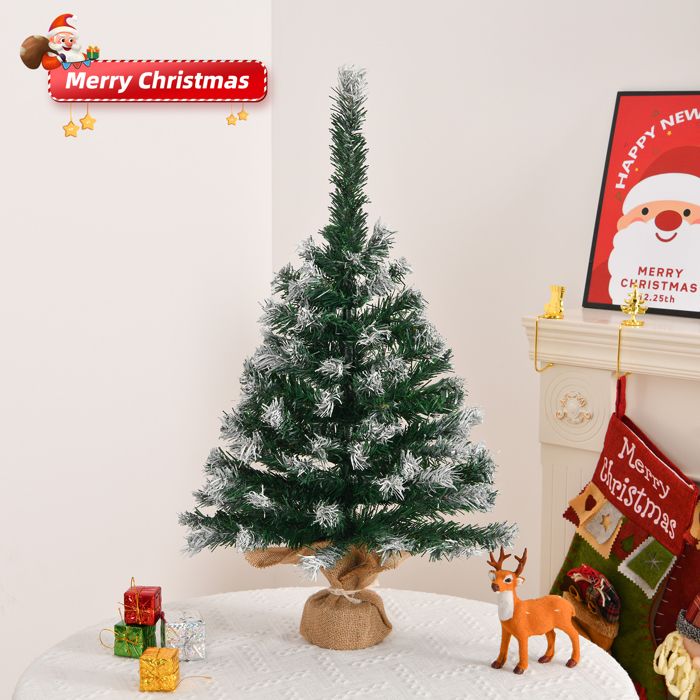 Mini Sapins De Noël Artificiels Givrés - Lot De 6, En Sisal Sur Base Bois - Décoration Table, Chambre