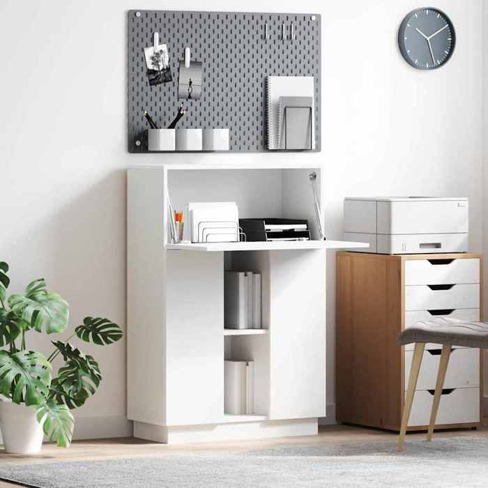 SALE 2026 Bureau moderne compact Blanc - Bureau Blanc 71 5x31 5x106 5cm - bois dingénierie PRO219684460