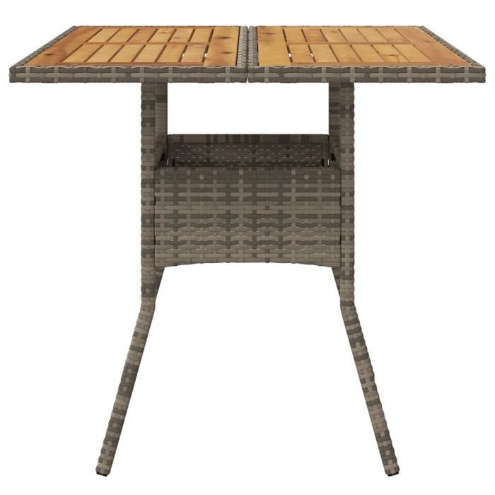 Black Friday Table à dîner de jardin BURKE 2/4 PERSONNES et dessus en bois dacacia gris résine tressée TTT329