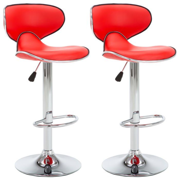 NEUF 2026 CHIC Chaises de bar SWEETY Tabourets HAUTE 2 pcs rouge similicuir 50x46x(87-108) cm CCC1428