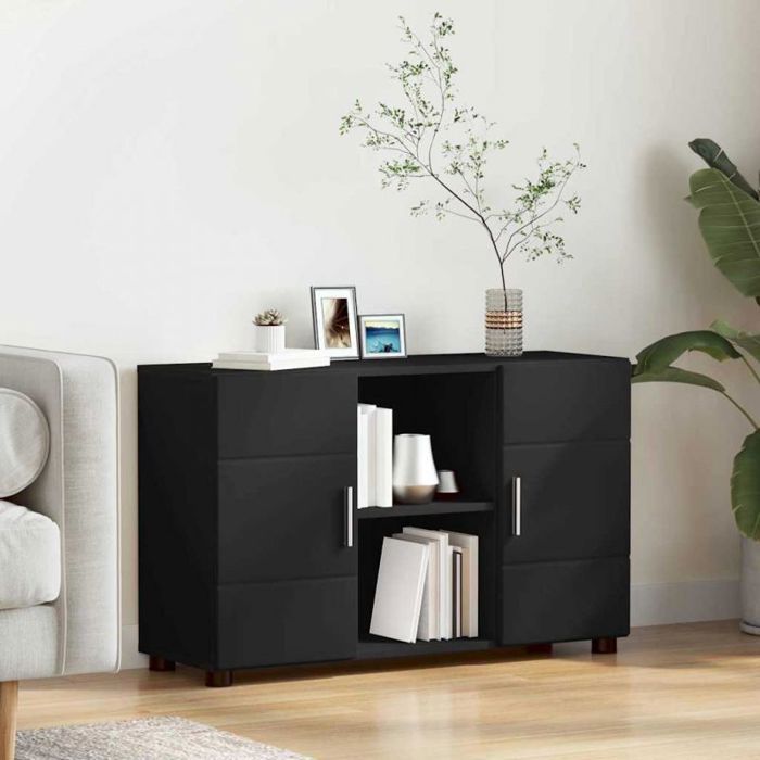 Buffet - VIDAXL - Buffet bas avec porte - Noir - Bois dingénierie - Grand espace de rangement