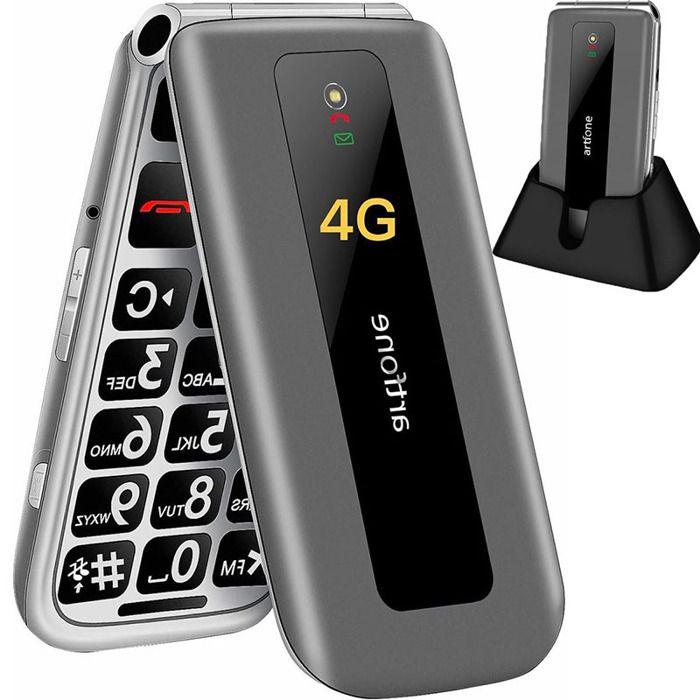ARTFONE T&eacute;l&eacute;phone Portable Senior &agrave; Clapet  F30 4G &eacute;cran 2.4Grandes TouchesBouton SOSStation de Charge