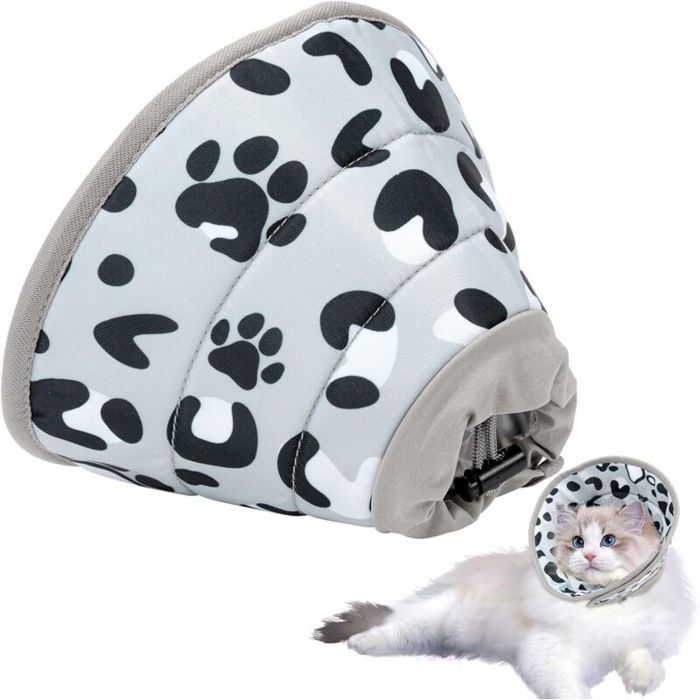 Collerette grise M anti-léchage douce pour chat/chiot post-chirurgie cône Élisabeth .