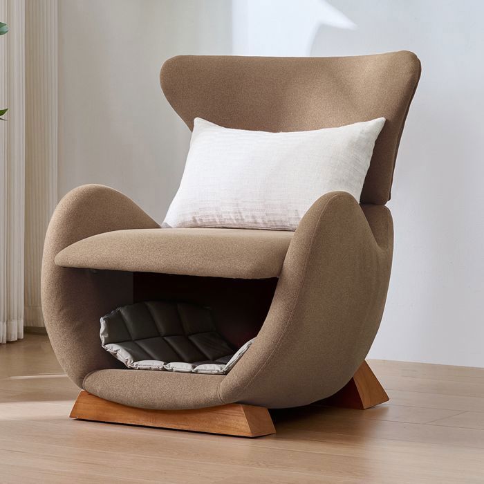 Fauteuil Relax 1 Place 66x69x76 cm Design Requin-Baleine avec Niche pour Chat/Petit Chien Tissu Anti-Griffures - Marron