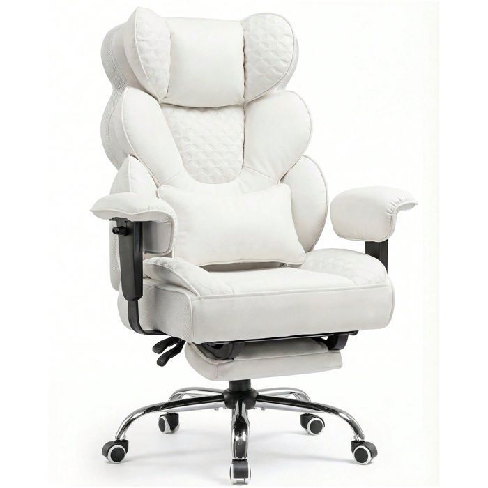 Chaise Gaming Ergonomique 180kg Support Lombaire Réglable et Repose Pieds Design Hybride Simili CuirMesh Dossier 150° - vue 3