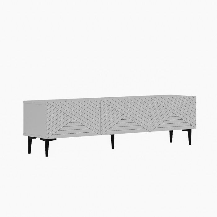 Meuble TV en bois Felix - 160 x 31 x 44 cm - Blanc Meuble TV en bois Felix - 160 x 31 x 44 cm - Blanc