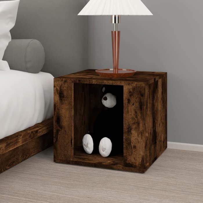 Table de lit - Brun - Armoire de chevet - 1 PC - Chêne fumé 41x40x36 cm Bois dingénierie T3687