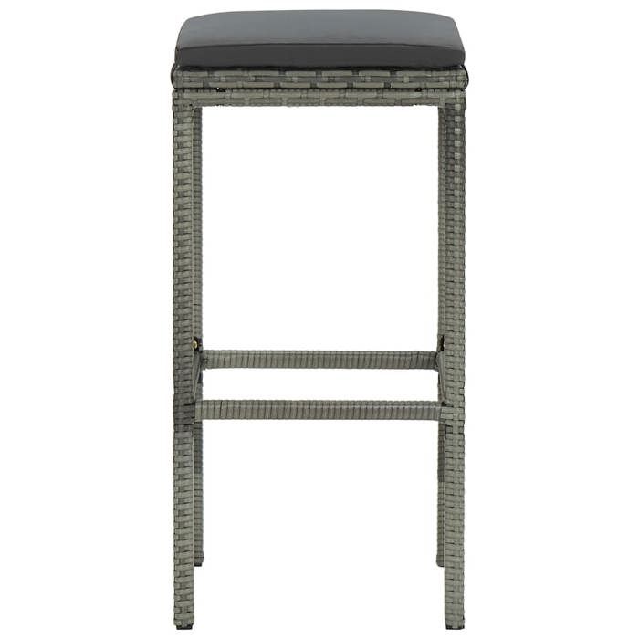 Tabourets Cuisine - Gris - Chaises de bar avec coussins - (3 pcs) - 3 personnes - gris résine tressée 38x38x76 cm F2181