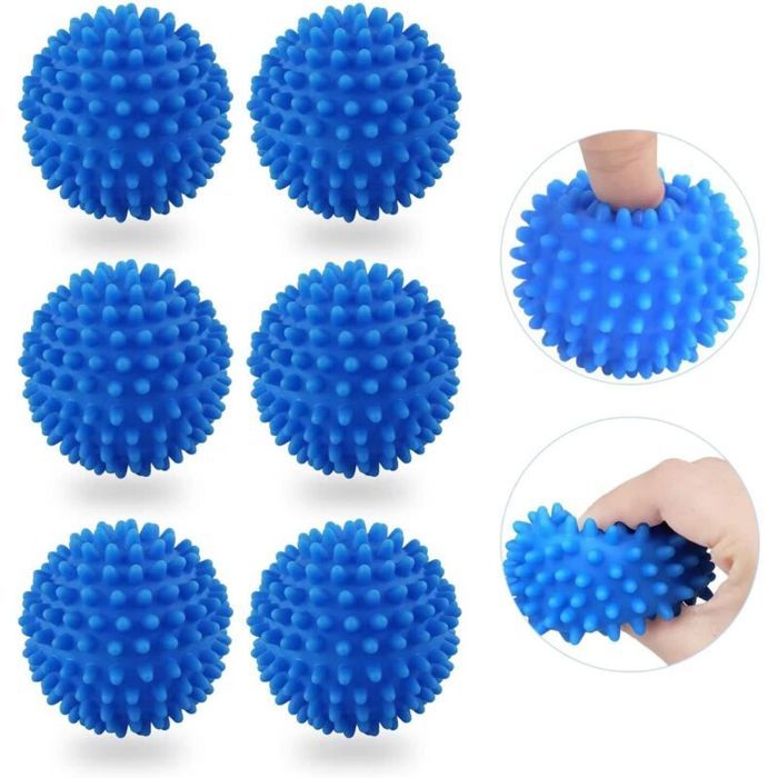 Lot de six boules de lavage pour machine à laver pour adoucir le linge et réduire les plis réutilisables