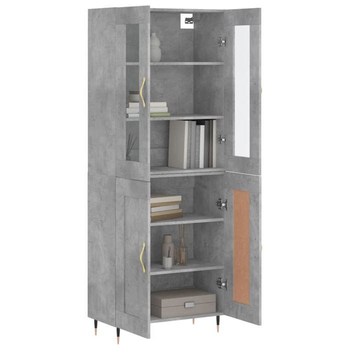 (6060)Meuble rangement - Buffet haut - contemporain - Gris béton 69 5x34x180 cm Bois dingénierie poid:52.4 kg